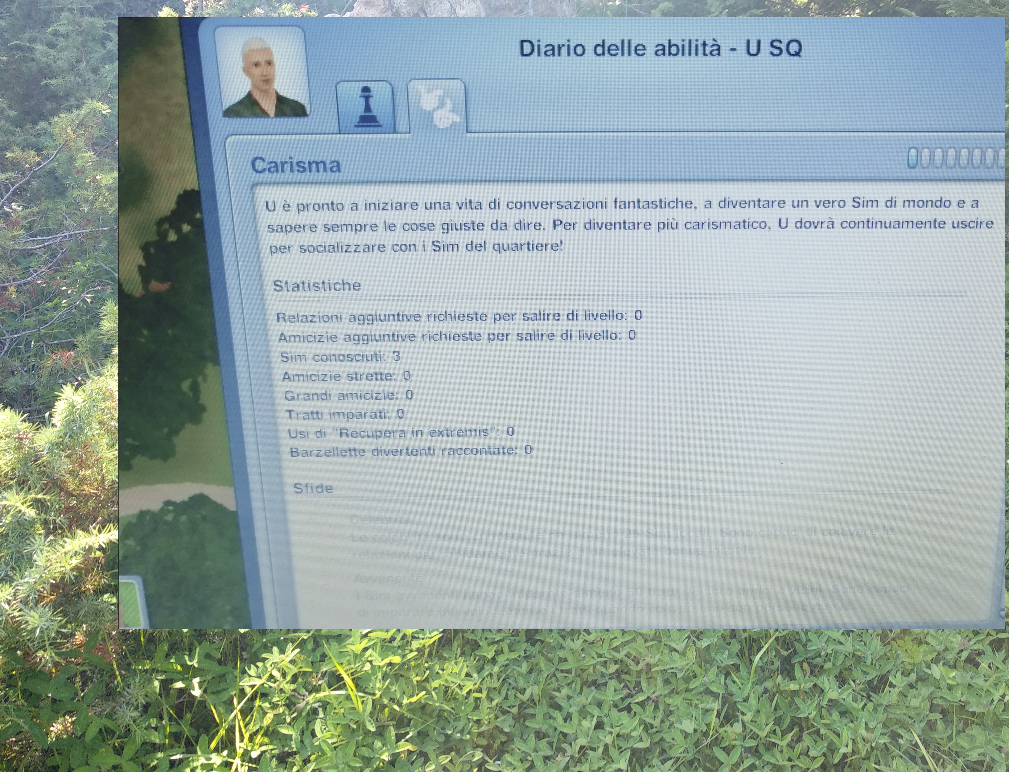 screenshot da sims diario delle abilità